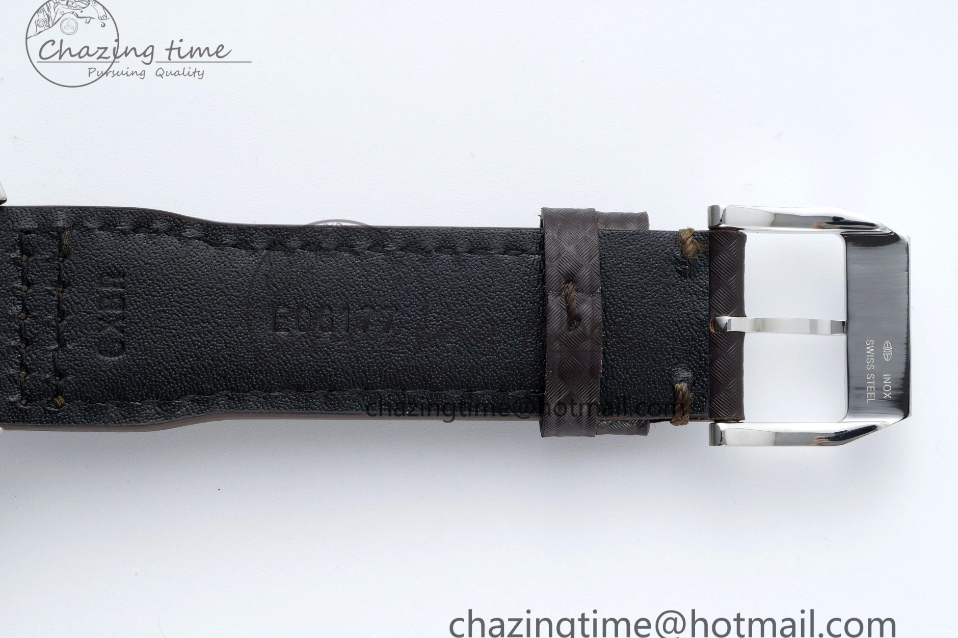 MIROTIME 0503 Pilot Chrono SS AZF 1:1 Best Edition Black Dial Orange Markers on Brown Leather Strap A EasyCare 7065